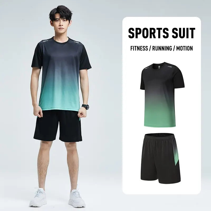 Men's Ice Silk Quick-Dry Sportswear Set - Short-Sleeved T-Shirt for Summer Running and Basketball Training