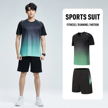 Men's Ice Silk Quick-Dry Sportswear Set - Short-Sleeved T-Shirt for Summer Running and Basketball Training