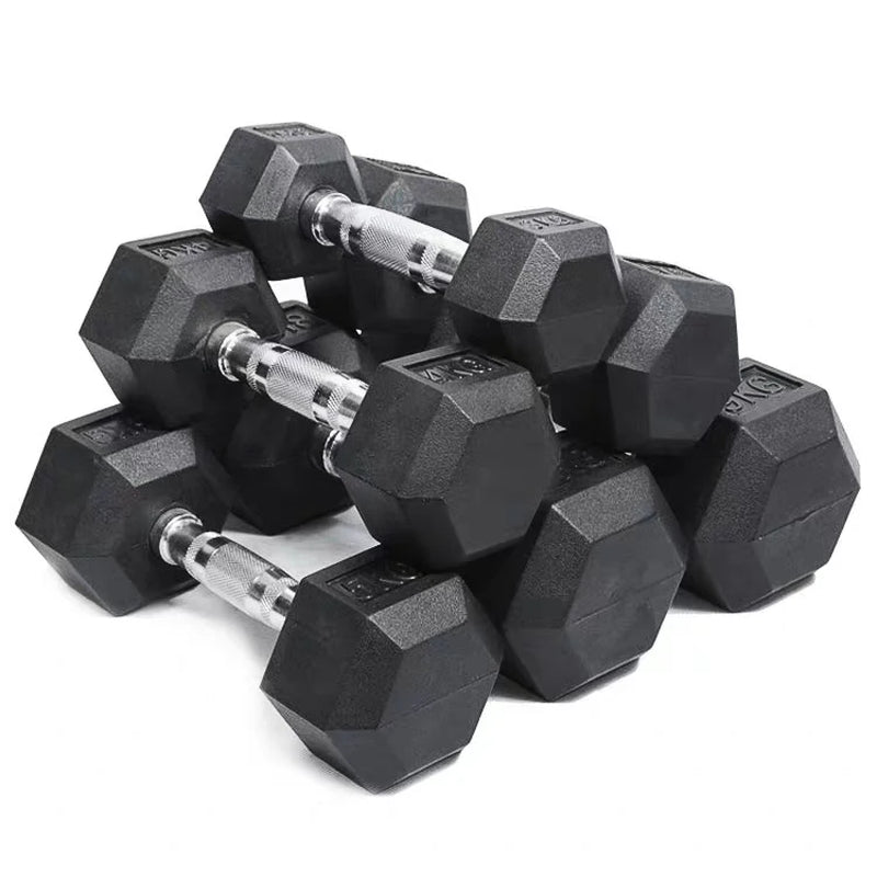 High Quality Hexagonal Rubber Coated Dumbell 5Lb/2.5Kg Increasing Gym Fitness Equipment Dumbells Hex Dumbbell Set