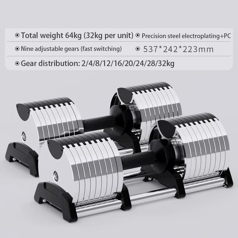 Electroplated Dumbbells. Adjustable Internal Rotation, Professional Gym Fitness Dumbbells
