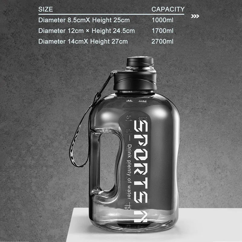  Insulated Water Bottles with Straw Gym Traveling Hiking Camping Hot Water Bottle for Men Women Leakproof Fitness Bottle 2.7l/1.7l