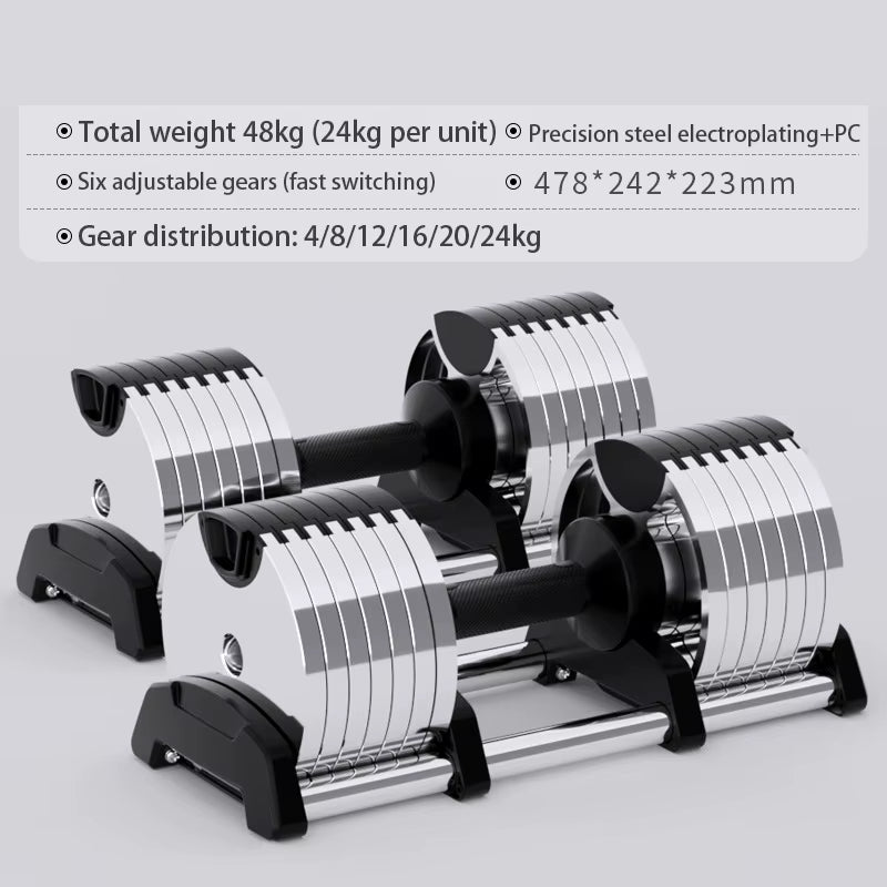 Electroplated Dumbbells. Adjustable Internal Rotation, Professional Gym Fitness Dumbbells