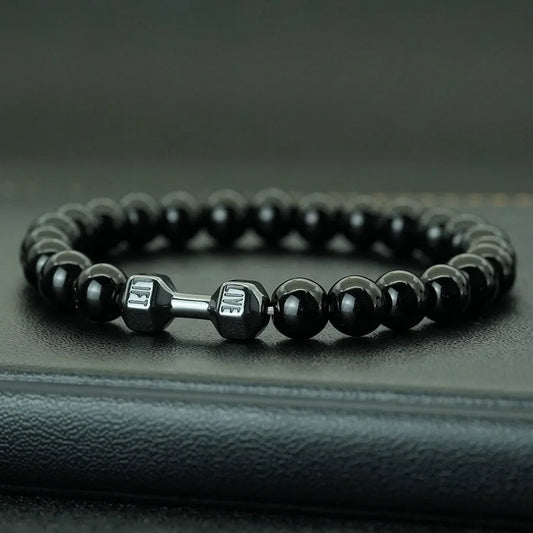 Men's Trendy Hematite and Obsidian Lava Stone Bracelet - 8mm Healing Fitness Jewelry
