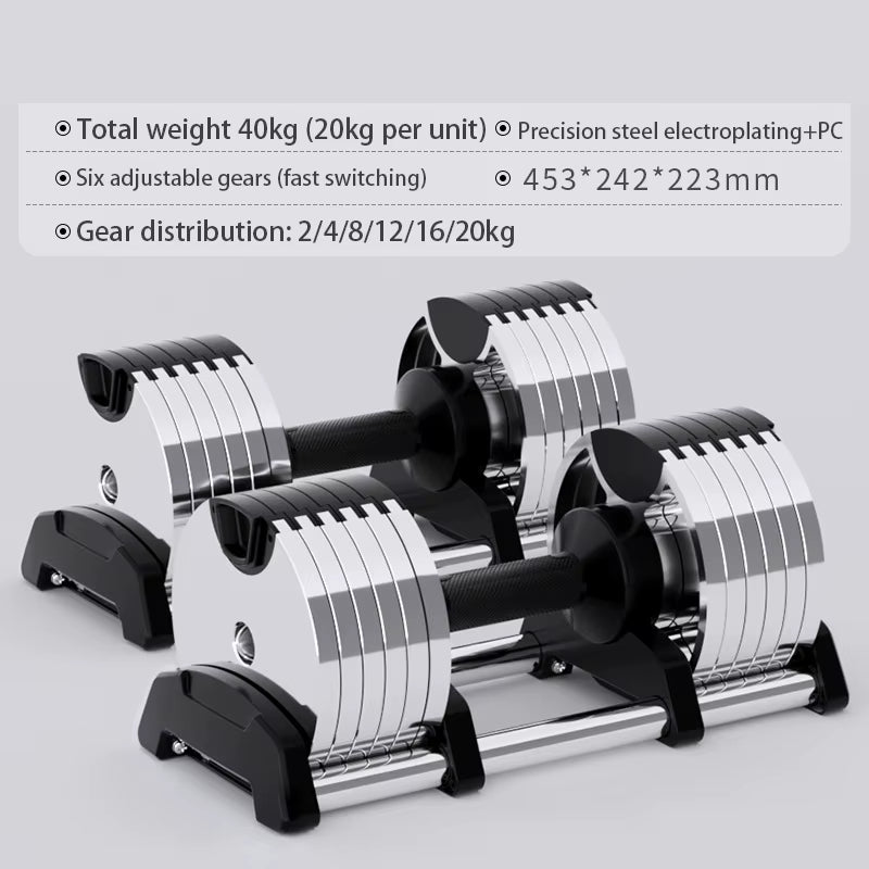 Electroplated Dumbbells. Adjustable Internal Rotation, Professional Gym Fitness Dumbbells