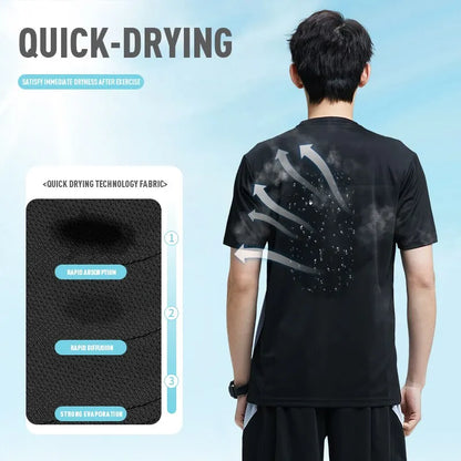 Men's Ice Silk Quick-Dry Sportswear Set - Short-Sleeved T-Shirt for Summer Running and Basketball Training