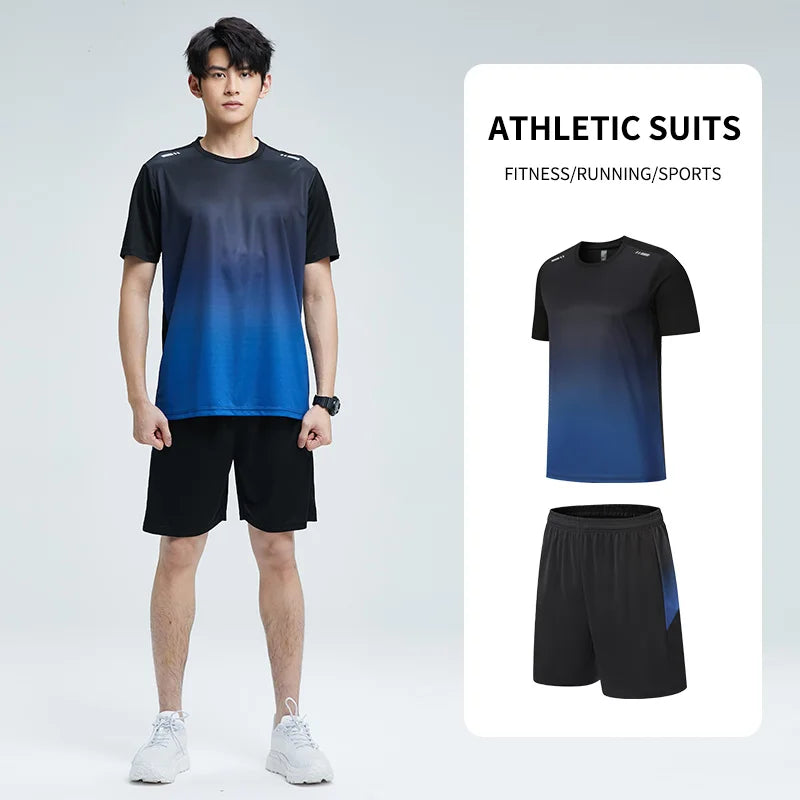 Men's Ice Silk Quick-Dry Sportswear Set - Short-Sleeved T-Shirt for Summer Running and Basketball Training